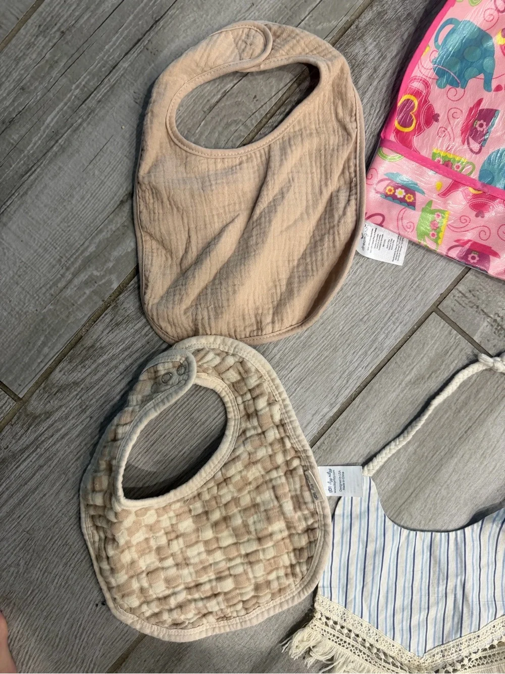 Variety of burp cloths, wash cloths, bibs lot